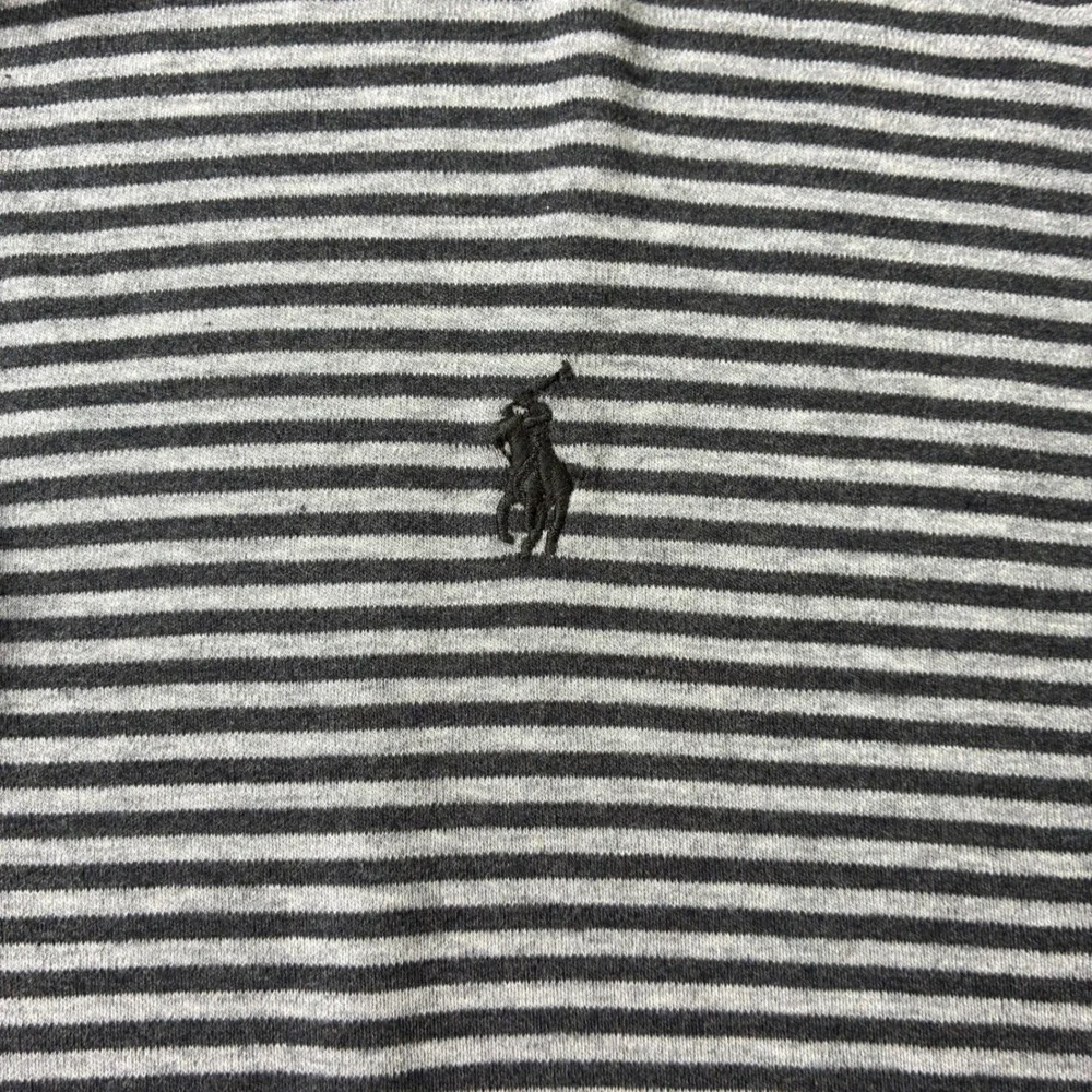 Polo Ralph Lauren Mens XL Grey Black Striped Short Sleeve Polo Shirt Classic Fit